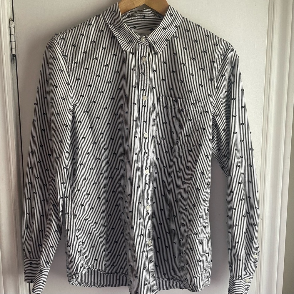 GAP cotton fitted boyfriend pinstripe button down shirt size large
